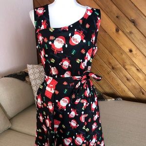 Santa Christmas Holiday skater dress w Pockets